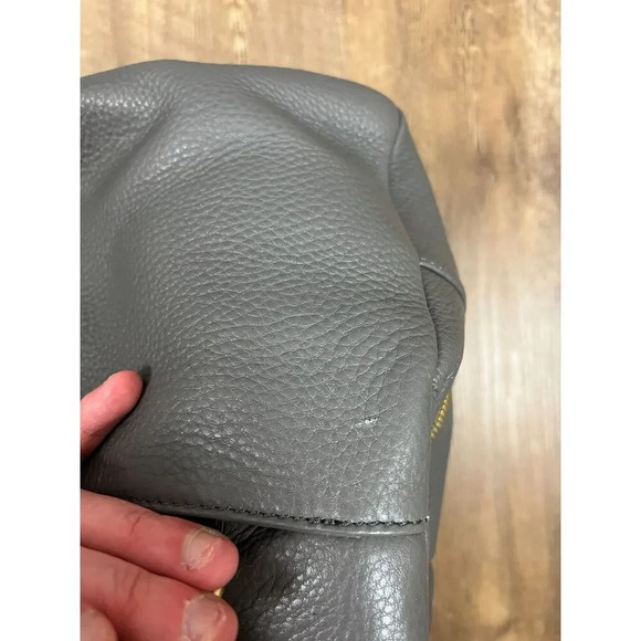 Aimee Kestenberg Leather Snakeskin Print Shoulder Bag Purse Gray 12X15 Gold Tone - Picture 6 of 16